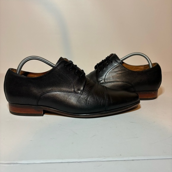 Florsheim POSTINO Mens So 9.5 D Plain Toe Oxford Black Leather Lace Up 15149-001 - Picture 4 of 10